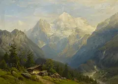 Joseph Jansen, Blick auf das Mont-Blanc-Massiv, Öl auf Leinwand