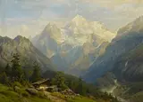 Joseph Jansen, Blick auf das Mont-Blanc-Massiv, Öl auf Leinwand