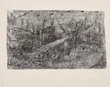 Gerhard Altenbourg, Hügelwärts, 1962, Lithografie auf leichtem chamoisfarbenen Karton