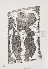 Gerhard Altenbourg, Knieend Dir Servilia, 1967, Holzschnitt auf Japan