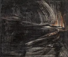 Karl Otto Götz, "Svan", 1960, Mischtechnik auf Leinwand