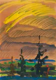Siegward Sprotte, Gelber Himmel, 1999, Öl auf Karton