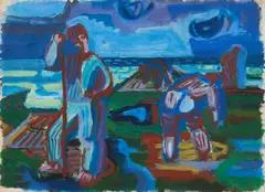 Eduard Bargheer, Studie zu: Landgewinnung, 1939, Öl auf Papier