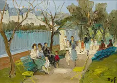 Marcel Dyf, Paris. Promenade im Park, Öl auf Leinwand