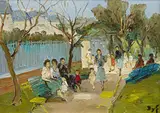 Marcel Dyf, Paris. Promenade im Park, Öl auf Leinwand