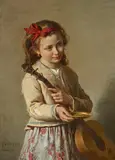 Antonio Paoletti, Mädchen mit Gitarre, Öl auf Leinwand
