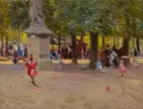 Ulisse Caputo, Sommertag in einem Park in Paris, Öl auf Leinwand