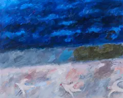 Hans Laabs, Strandvögel, 1992, Acryl auf Holz