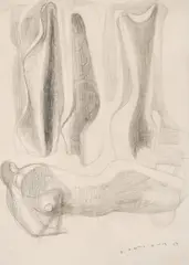 "Komposition I" by Bernhard Heiliger, 1950, Grafit auf Velin, sold Apr 2021