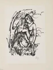 Karl Hofer, Aus: Adolf von Hatzfeld. Liebesgedichte, 1922, Lithografie auf perforiertem Velin