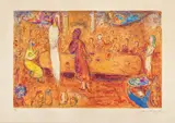 Mégaclès reconnait sa fille pendant le festin by Marc Chagall, 1961, Farblithografie auf Arches (Wasserzeichen), sold Jun 2021