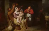 David Ryckaert III, Interieur mit Bauernfamilie, Öl auf Leinwand