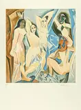 Les Demoiselles d'Avignon by Pablo Picasso, Ca. 1955, Farblithografie auf ARCHES (Wasserzeichen), sold Jun 2021