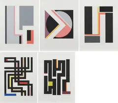 Walter Dexel, Walter Dexel, 1965-1970, fünf Serigrafien und 1 Prägedruck, 1972, Serie von fünf Farbserigrafien auf BFK RIVES FRANCE (Wasserzeichen)