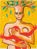 Elvira Bach, Ohne Titel, 1992, Farbserigrafie auf Karton