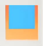 Rupprecht Geiger, leuchtblau auf leuchtrot - orange, 1967, Farbserigrafie auf Karton