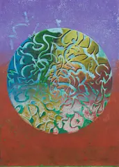Horst Gläsker, Kleine Chaos V1, 1997, Farbmonotypie auf Aquarellkarton