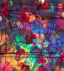 Peter Hopkins, Capital Project, covered site, 1996, Mischtechnik (Acryl, Organza, Metallfolienausschnitte, mit Acrylharz überzogen) auf Leinwand