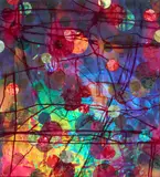 Peter Hopkins, Capital Project, covered site, 1996, Mischtechnik (Acryl, Organza, Metallfolienausschnitte, mit Acrylharz überzogen) auf Leinwand