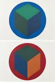 Sol LeWitt, Aus: "Centered Cubes Within Colored Circles", Farbserigrafie auf Velin