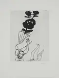 Georg Baselitz, Ohne Titel (Schwarze Rosen), 1997, Farbaquatintaradierung auf BFK RIVES (Wasserzeichen)