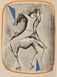 Reiter und Pferd, Rand in Orange by Marino Marini, 1955, Farblithografie auf ARCHES (Wasserzeichen), sold Jan 2020