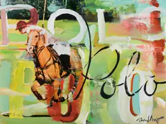 Heiner Meyer, Polo VIII, 2006, Mit Öl überarbeitete Fotografie auf Leinwand montiert