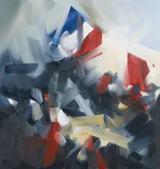 Michael van Ofen, Barrikaden, 2003, Öl auf Leinwand