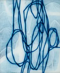 Julio Rondo, "Exterior (In the Park, Blue)", 2007, Acryl hinter Glas und Acryl auf Holz