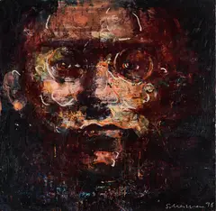 Tony Scherman, About 1798, Portät Himmler, 1998, Enkaustik über Giclée auf auf Bütten, auf Leinwand aufgezogen