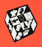 Echeces rouge by Victor Vasarely, 1983, Farbserigrafie auf Velin, sold Aug 2019