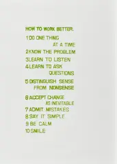 Peter Fischli und David Weiss, Konvolut von 5 Serigrafien (Aus: "How to work better"), 1991, Jeweils: Farbserigrafie auf Velin