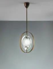 Ceiling light, model no. 1933 by Max Ingrand, circa 1960, Clear and partially frosted glass, brass, sold Sep 2013