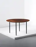 Dining table by Ettore Sottsass, circa 1959, Mahogany-veneered wood, painted tubular metal, offered Sep 2013