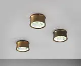 Set of three ceiling lights, model no. 2319 by Fontana Arte, 1960s, Brass, faceted glass, sold Sep 2013