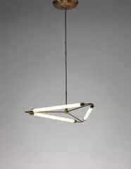 Guglielmo Ulrich, Ceiling light, 1930s, Brass, tubular brass, fluorescent bulbs