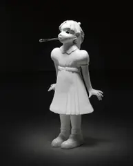 Kim Simonsson, 'Spitting girl', 2008, Glazed and painted ceramic, glass