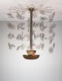 Important ceiling light, from the 'Fantasia' series by Paavo Tynell, circa 1956, Brass, painted mesh metal, offered Sep 2013
