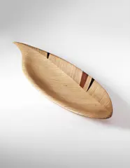 Tapio Wirkkala, Important unique leaf dish, from the IX Triennale, Milan, 1951, Birch laminated plywood, padouk, painted wood