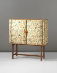 Cabinet by Josef Frank, circa 1937, Mahogany-veneered wood, mahogany, chintz, birch, brass, offered Sep 2013