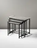 ‘Noah’s Ark’ set of three nesting tables, model no. 423 by Nils Fougstedt and Björn Trägårdh, 1929, Pewter, stained birch, offered Sep 2013