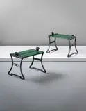 Folke Bensow, Pair of benches, 1920s, Cast iron, painted oak
