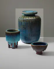 Large lidded 'Farsta' urn by Wilhelm Kåge, 1939, Glazed stoneware, sold Sep 2013