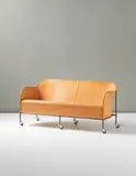 Mats Theselius, Unique sofa, designed for the play Blithe Spirit by Noël Coward at the Östgötateatern, 1997, Leather, tubular steel, castors