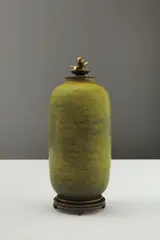 Carl Halier and Knud Andersen, Lidded vase, circa 1940, Glazed stoneware, bronze