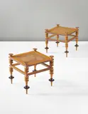 Jørgen Roed, Pair of stools, circa 1840, Birch, painted birch, cane