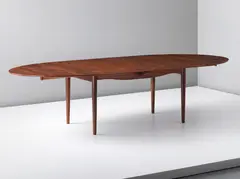 'Judas' extendable dining table by Finn Juhl, circa 1949, Rosewood-veneered wood, rosewood, precious metal, sold Sep 2013