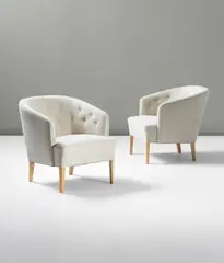 Pair of armchairs by Ludvig Pontoppidan, 1950s, Fabric, beech, offered Sep 2013