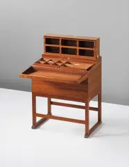 Unique sewing cabinet by Jacob Hermann, 1948, Mahogany, ivory, offered Sep 2013