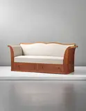 Kaj Gottlob, Sofa with two drawers, circa 1920, Cuban mahogany, fabric
